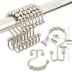 12pcs Rustproof Double Sliding Shower Curtain Hooks Bathroom Access