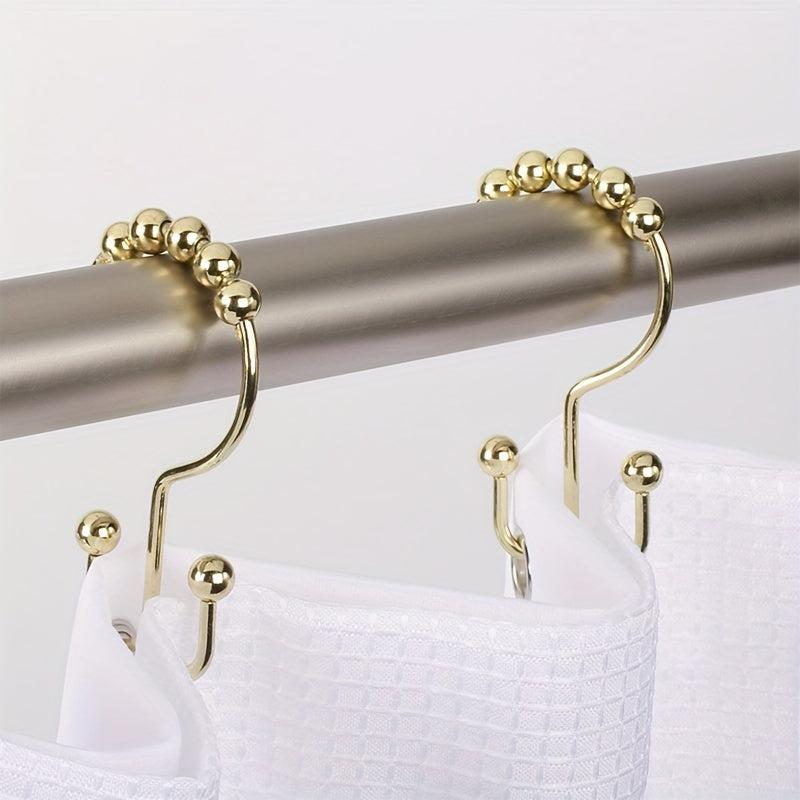 12pcs Rustproof Double Sliding Shower Curtain Hooks Bathroom Access