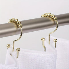12pcs Rustproof Double Sliding Shower Curtain Hooks Bathroom Access