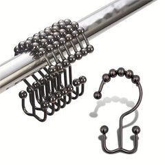 12pcs Rustproof Double Sliding Shower Curtain Hooks Bathroom Access