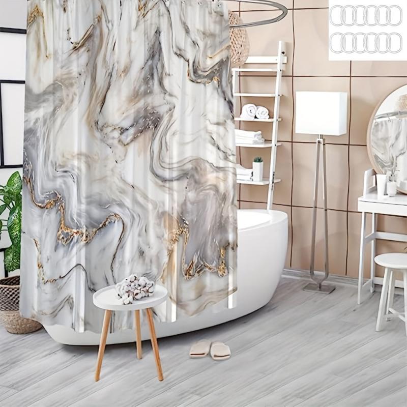 Modern Marble Abstract Bathroom Shower Curtain