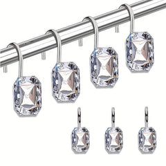 12pcs Acrylic Rhinestone Shower Curtain Hooks Set