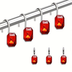 12pcs Acrylic Rhinestone Shower Curtain Hooks Set