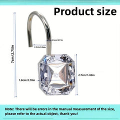 12pcs Acrylic Rhinestone Shower Curtain Hooks Set