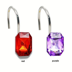 12pcs Acrylic Rhinestone Shower Curtain Hooks Set