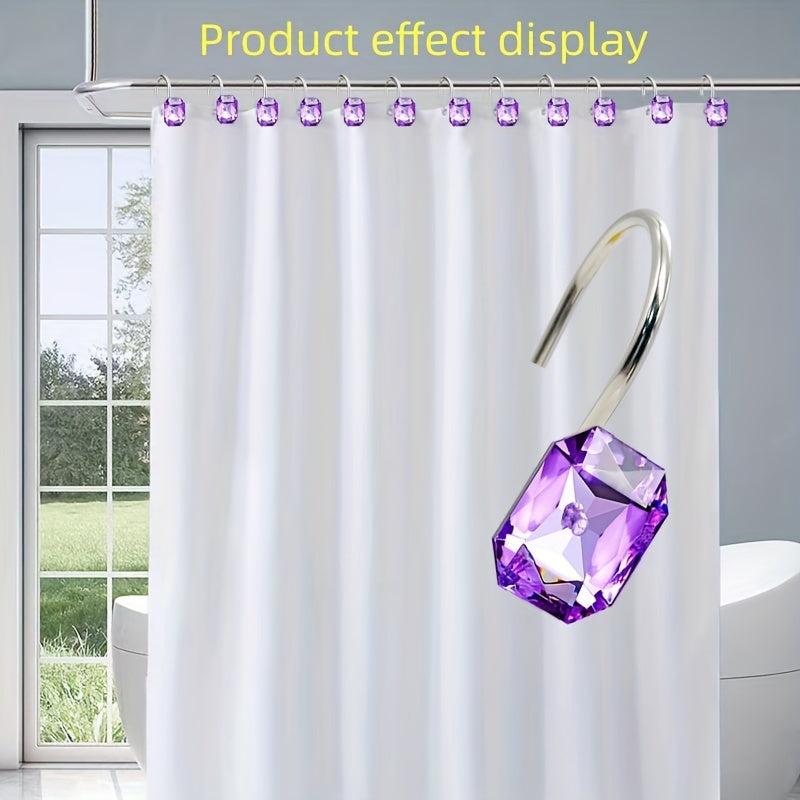 12pcs Acrylic Rhinestone Shower Curtain Hooks Set