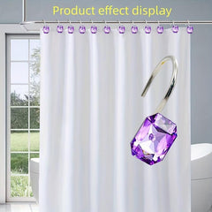 12pcs Acrylic Rhinestone Shower Curtain Hooks Set