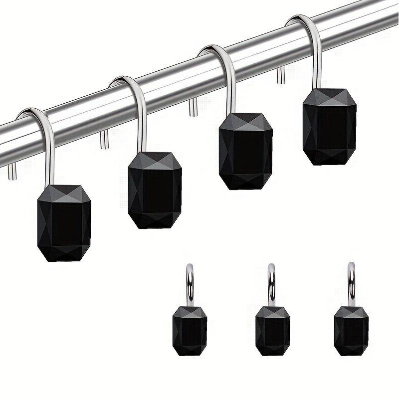 12pcs Acrylic Rhinestone Shower Curtain Hooks Set