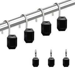 12pcs Acrylic Rhinestone Shower Curtain Hooks Set