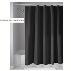 Waterproof Solid Shower Curtain with 12 Hooks