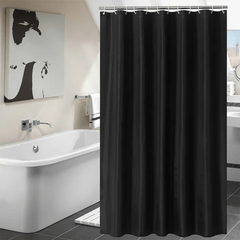 Waterproof Solid Shower Curtain with 12 Hooks