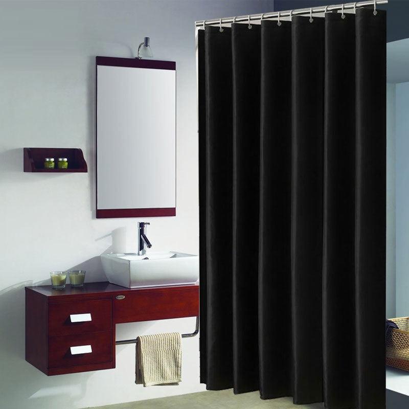 Waterproof Solid Shower Curtain with 12 Hooks