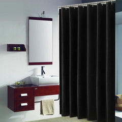 Waterproof Solid Shower Curtain with 12 Hooks