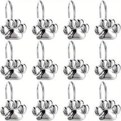 12pcs Paw Print Shower Curtain Hooks - Rust Proof and Fashionable