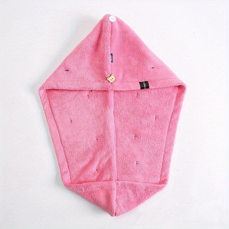 Double Layer Hair Drying Cap Coral Fleece Towel Quick Dry for Long Hair