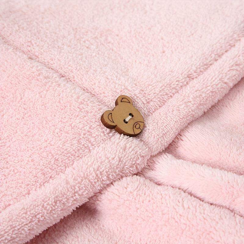 Double Layer Hair Drying Cap Coral Fleece Towel Quick Dry for Long Hair