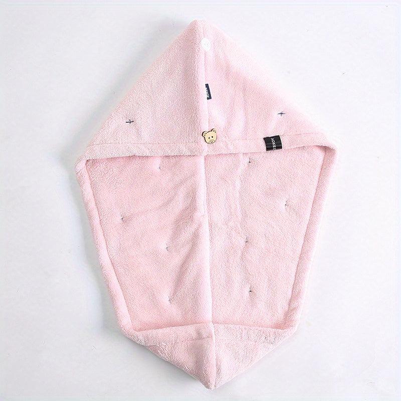 Double Layer Hair Drying Cap Coral Fleece Towel Quick Dry for Long Hair
