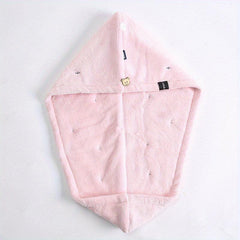 Double Layer Hair Drying Cap Coral Fleece Towel Quick Dry for Long Hair
