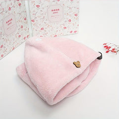 Double Layer Hair Drying Cap Coral Fleece Towel Quick Dry for Long Hair