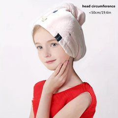 Double Layer Hair Drying Cap Coral Fleece Towel Quick Dry for Long Hair