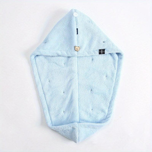 Double Layer Hair Drying Cap Coral Fleece Towel Quick Dry for Long Hair