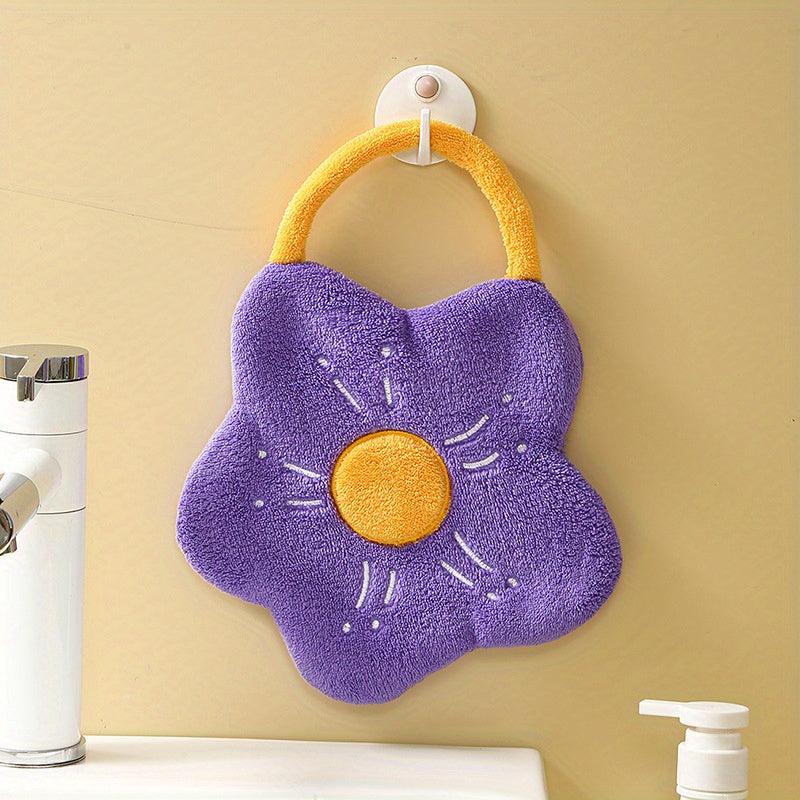 Flower Hanging Towel Coral Fleece Quick-drying Soft Towel