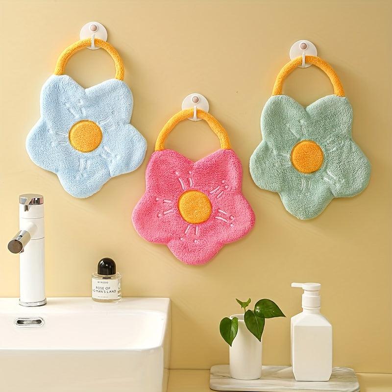 Flower Hanging Towel Coral Fleece Quick-drying Soft Towel