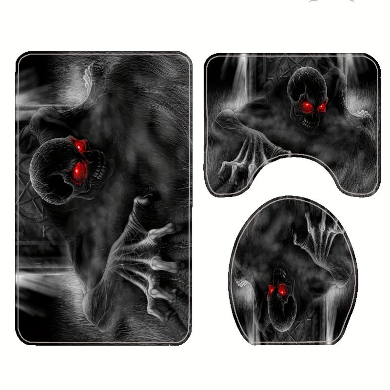 Skull Pattern Bathroom Shower Curtain Set with Rugs & Mat