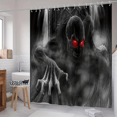 Skull Pattern Bathroom Shower Curtain Set with Rugs & Mat