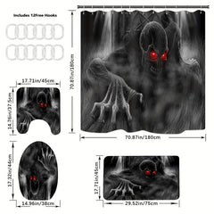 Skull Pattern Bathroom Shower Curtain Set with Rugs & Mat