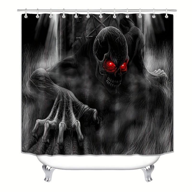 Skull Pattern Bathroom Shower Curtain Set with Rugs & Mat