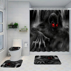 Skull Pattern Bathroom Shower Curtain Set with Rugs & Mat