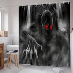 Skull Pattern Bathroom Shower Curtain Set with Rugs & Mat