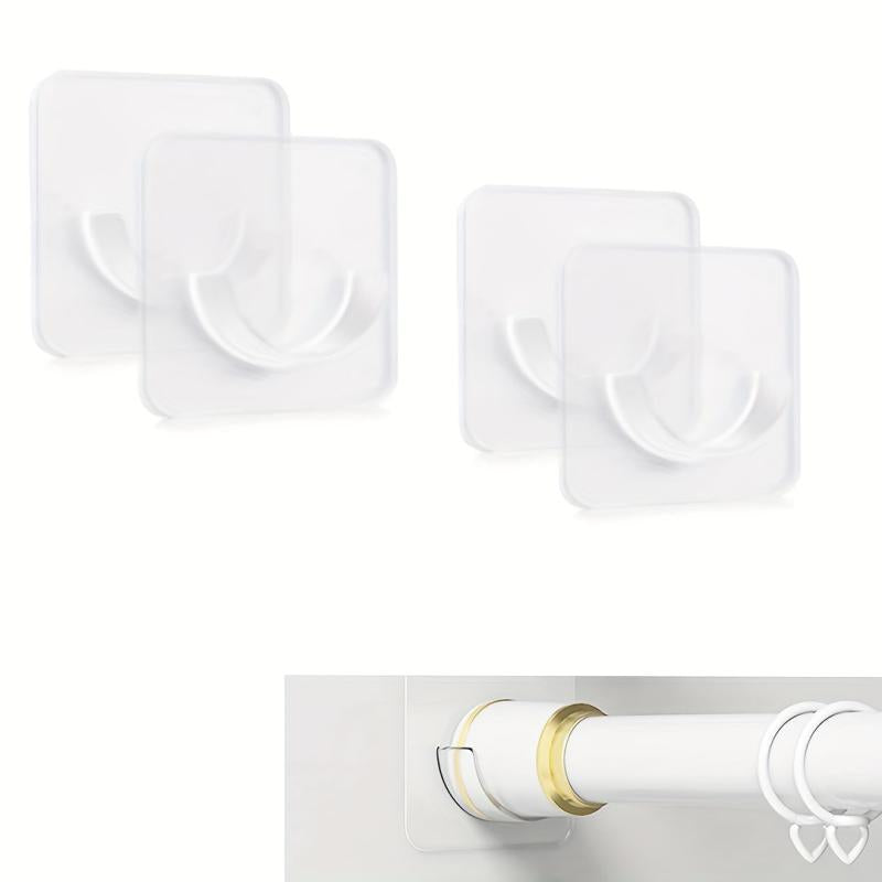 Shower Rod Holder Tension Curtain Rod Bracket No Drilling Self Adhesive