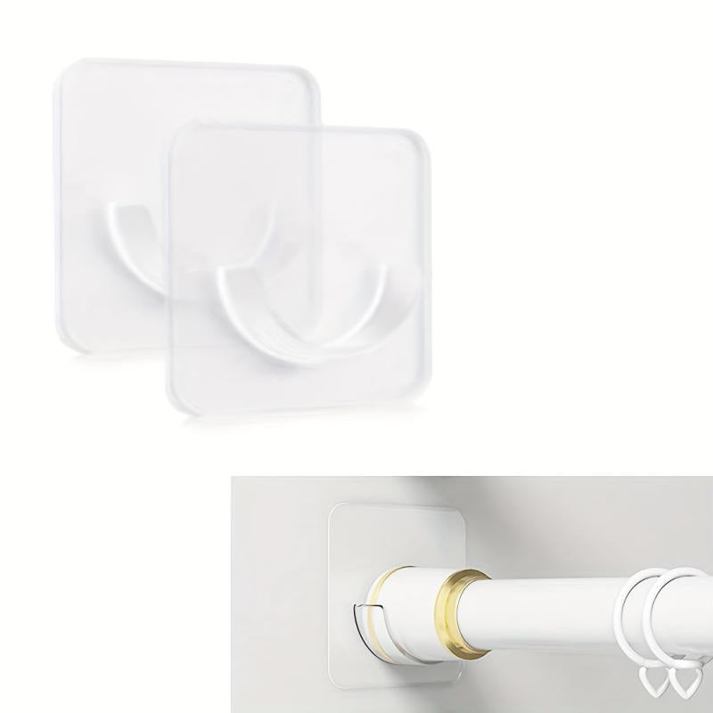 Shower Rod Holder Tension Curtain Rod Bracket No Drilling Self Adhesive