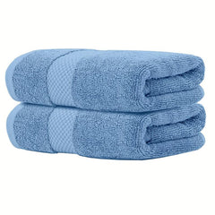 2pcs Solid Cotton Hand Towels Set - Soft & Absorbent - Bathroom Gym Spa Supplies