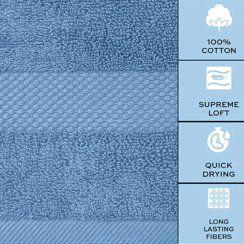 2pcs Solid Cotton Hand Towels Set - Soft & Absorbent - Bathroom Gym Spa Supplies