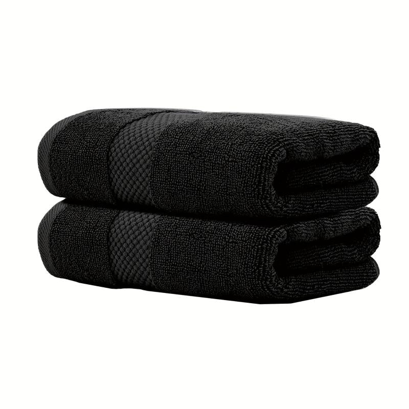 2pcs Solid Cotton Hand Towels Set - Soft & Absorbent - Bathroom Gym Spa Supplies