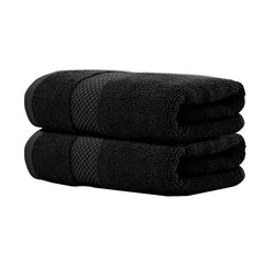 2pcs Solid Cotton Hand Towels Set - Soft & Absorbent - Bathroom Gym Spa Supplies