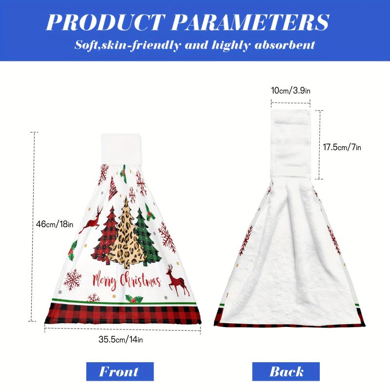 Christmas Tree Pattern Fingertip Towel Hanging Towel Farmhouse Decor