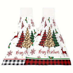 Christmas Tree Pattern Fingertip Towel Hanging Towel Farmhouse Decor