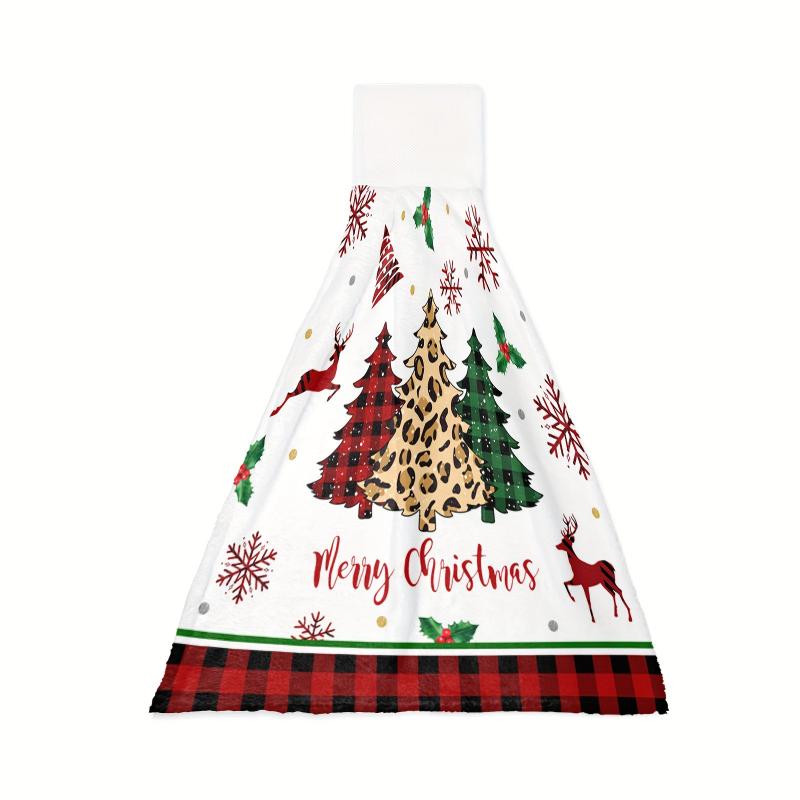 Christmas Tree Pattern Fingertip Towel Hanging Towel Farmhouse Decor