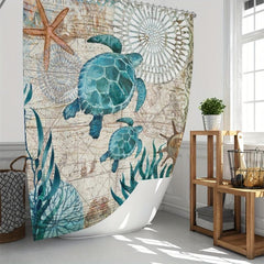 Waterproof Turtle Shower Curtain with Hooks