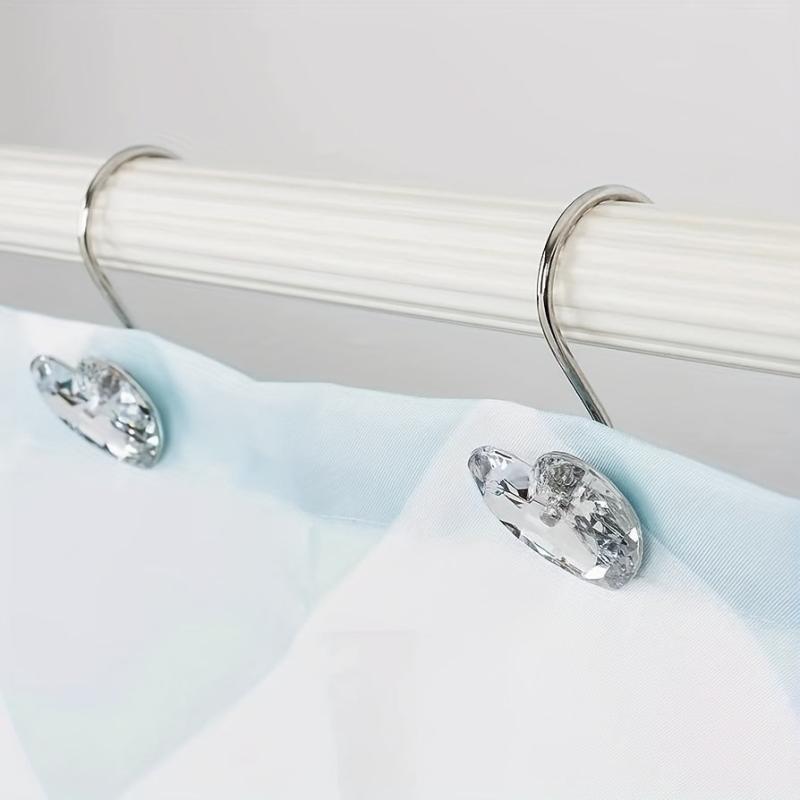 12pcs Heart Shaped Acrylic Shower Curtain Hooks