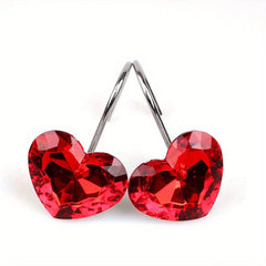 12pcs Heart Shaped Acrylic Shower Curtain Hooks