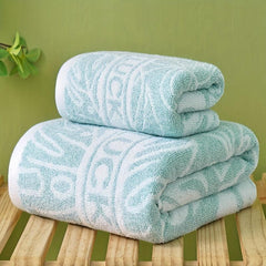 Leaf Pattern Washcloth & Hand Towel Set Soft & Quick Drying Towels