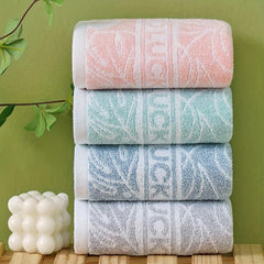 Leaf Pattern Washcloth & Hand Towel Set Soft & Quick Drying Towels