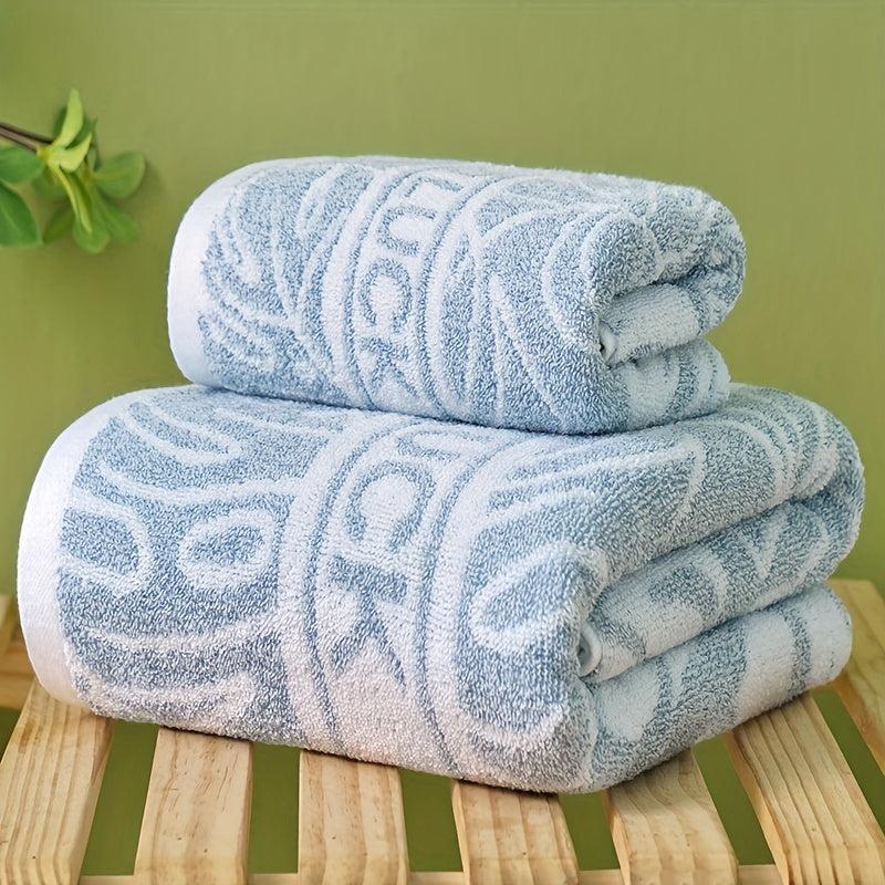 Leaf Pattern Washcloth & Hand Towel Set Soft & Quick Drying Towels