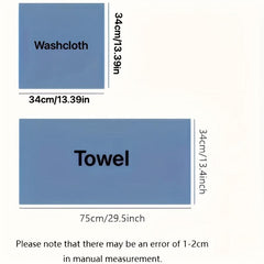 Leaf Pattern Washcloth & Hand Towel Set Soft & Quick Drying Towels