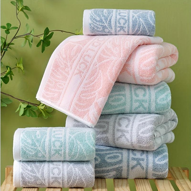 Leaf Pattern Washcloth & Hand Towel Set Soft & Quick Drying Towels